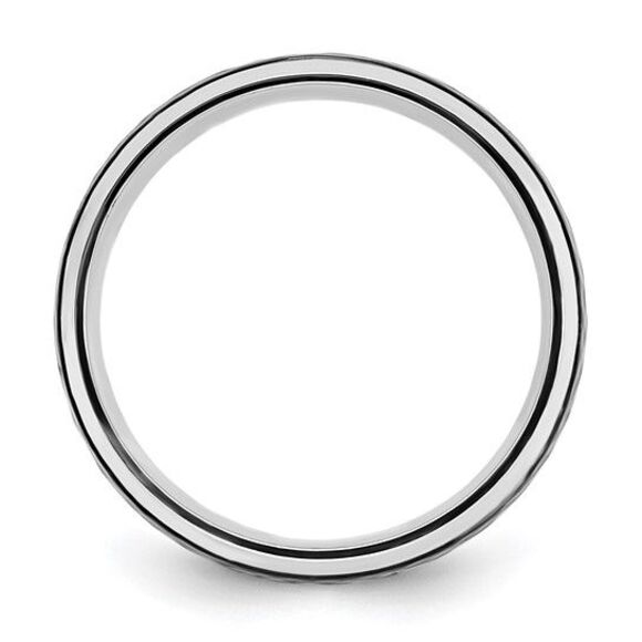 Chisel Cobalt Polished with Hammered Black IP-plated Center 8mm Band - Picture 2 of 9